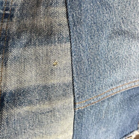 RE/DONE LEVI'S DENIM PATCHWORK SHORTS WITH FRAYED HEM Size 27 - Picture 7 of 9